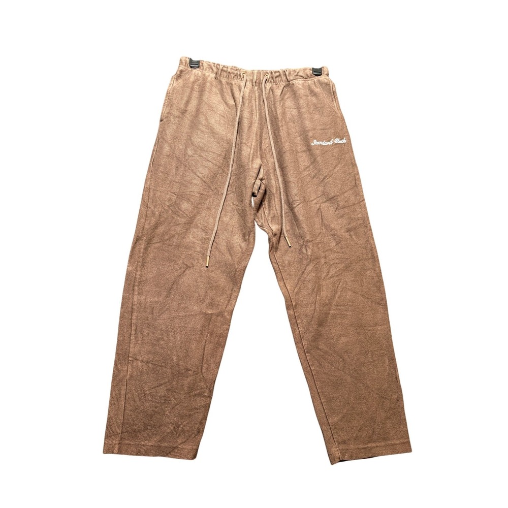 Standard Cloth Sweatpants Mens Size M Brown Excellent Cotton Drawstring Logo